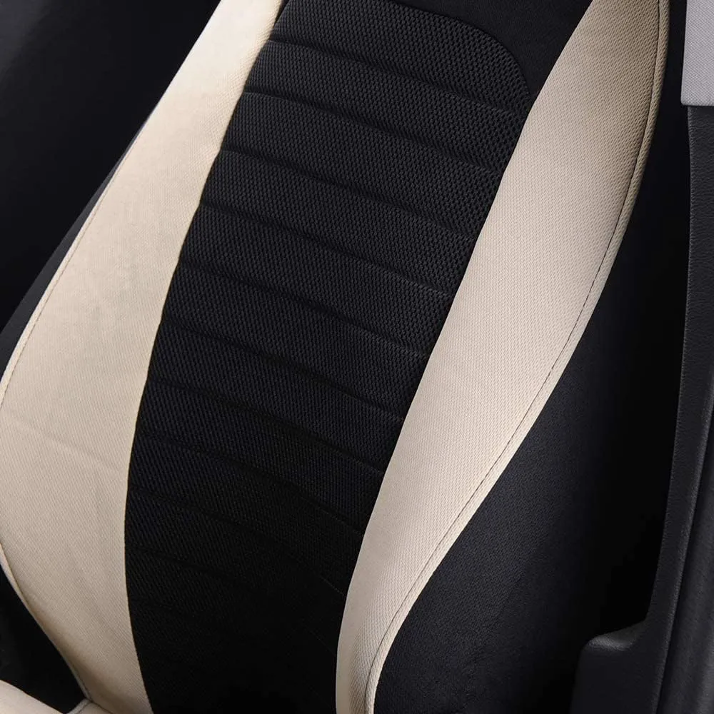 AUTOYOUTH Car Seat Covers - Bucket Seat Cover Seat Achieve The Perfect Combination of Style and Protection with Universal Fit Seat Covers for Sedan, Truck, SUV(Black Beige)…