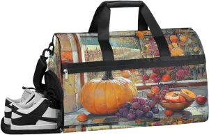 Autumn Classic Theme Gym Bag for Women Duffle with Shoes Compartment Men Weekender Duffel Bags for Travel Sports Swimming Overnight Dance