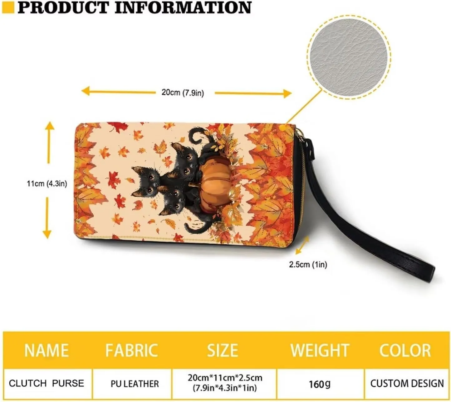 Autumn Leaves Black Horse Wristlet Wallets for Womens Leather Credit Card Holder RFID Blocking Large Capacity Purse Clutch