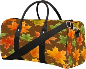 Autumn Maple Leaf Colorful Travel Duffel Bag for Women Men Small Sport Gym Bag Waterproof Weekender Overnight Lightweight Carry on Foldable Gym Bag for Training Swim Yoga Traveling Handbag