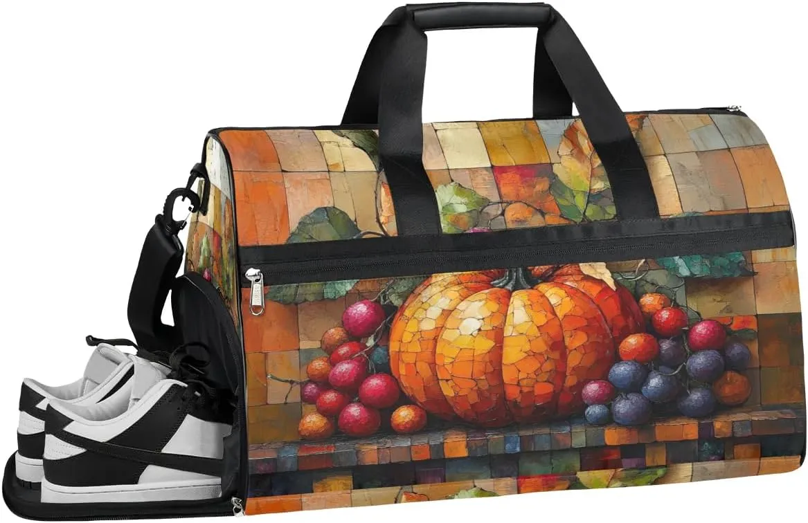 Autumn Modern Decor Gym Bag for Women Duffle with Shoes Compartment Men Weekender Duffel Bags for Travel Sports Swimming Overnight Dance
