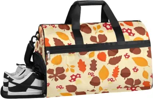 Autumn Pattern Decor Gym Bag for Women Duffle with Shoes Compartment Men Weekender Duffel Bags for Travel Sports Swimming Overnight Dance