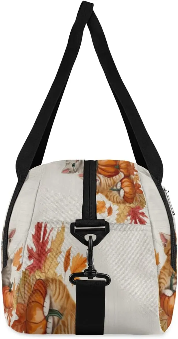 Autumn Pumpkins Cat Gym Bag, Duffle Bag, Weekender Bag, Duffel Bag, Overnight Bag, Travel Duffel Bag, Dance Bag, Tote Bag, Beach Bag, Pool Bag, Gym Duffle Bag, Carry on Bag