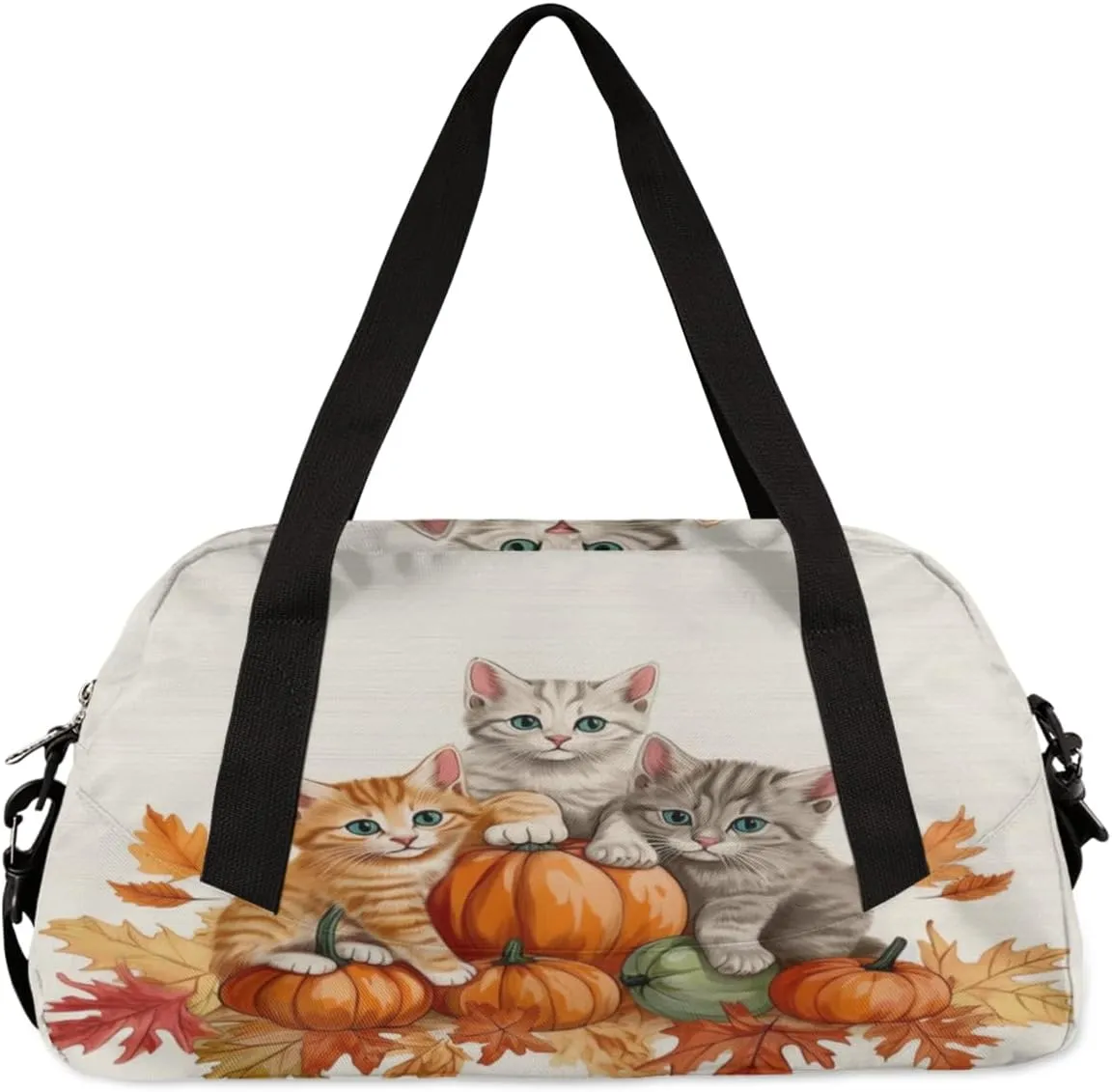 Autumn Pumpkins Cat Gym Bag, Duffle Bag, Weekender Bag, Duffel Bag, Overnight Bag, Travel Duffel Bag, Dance Bag, Tote Bag, Beach Bag, Pool Bag, Gym Duffle Bag, Carry on Bag