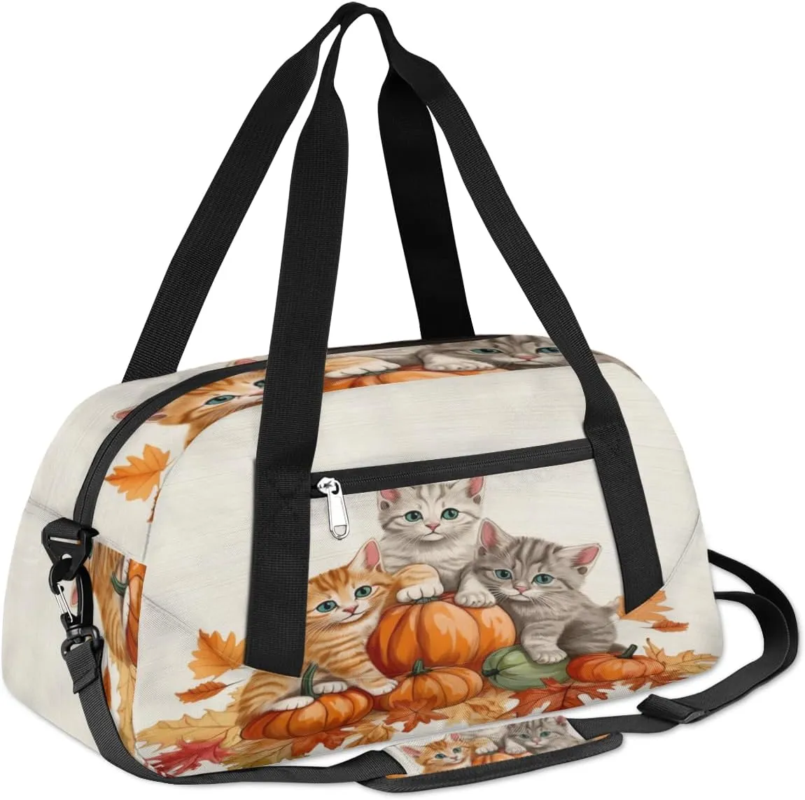 Autumn Pumpkins Cat Gym Bag, Duffle Bag, Weekender Bag, Duffel Bag, Overnight Bag, Travel Duffel Bag, Dance Bag, Tote Bag, Beach Bag, Pool Bag, Gym Duffle Bag, Carry on Bag