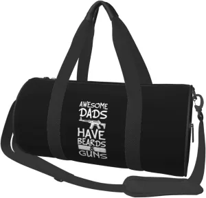 Awesome Dads Have Beards & Guns Duffel Bag Gym Bag Travel Sports Tote Large Foldable Beach Swim Yoga1