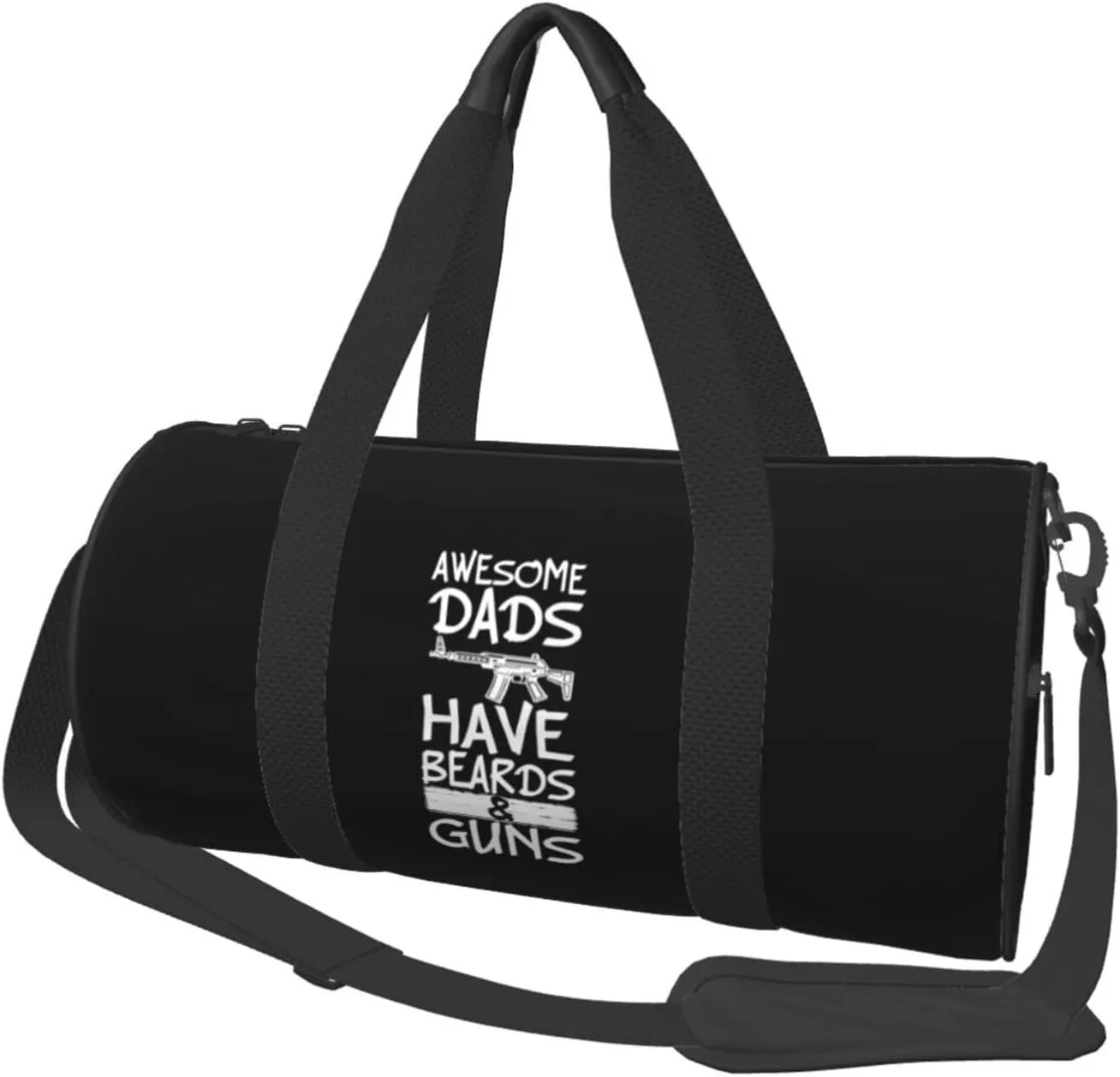 Awesome Dads Have Beards & Guns Duffel Bag Gym Bag Travel Sports Tote Large Foldable Beach Swim Yoga1