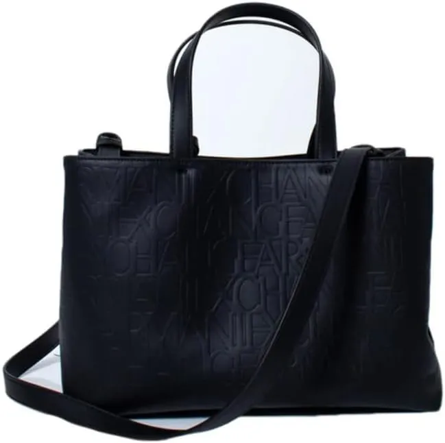 A｜X ARMANI EXCHANGE Medium Logo All Over Debossed Open Shopping Bag