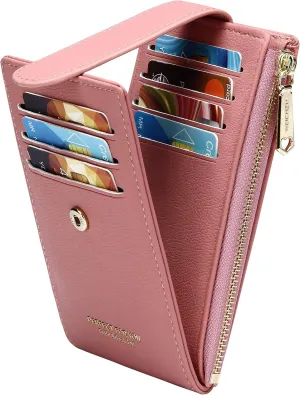 Badiya RFID Card Holder Wallet for Women Slim Wallets Bifold Multi Card Case Zipper Coin Purse