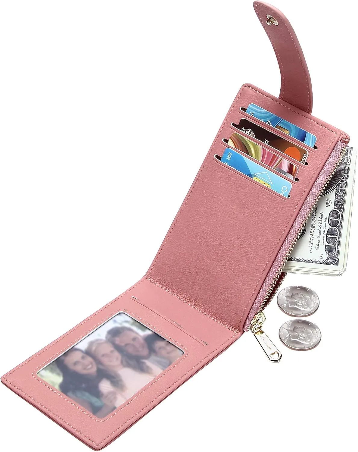Badiya RFID Card Holder Wallet for Women Slim Wallets Bifold Multi Card Case Zipper Coin Purse