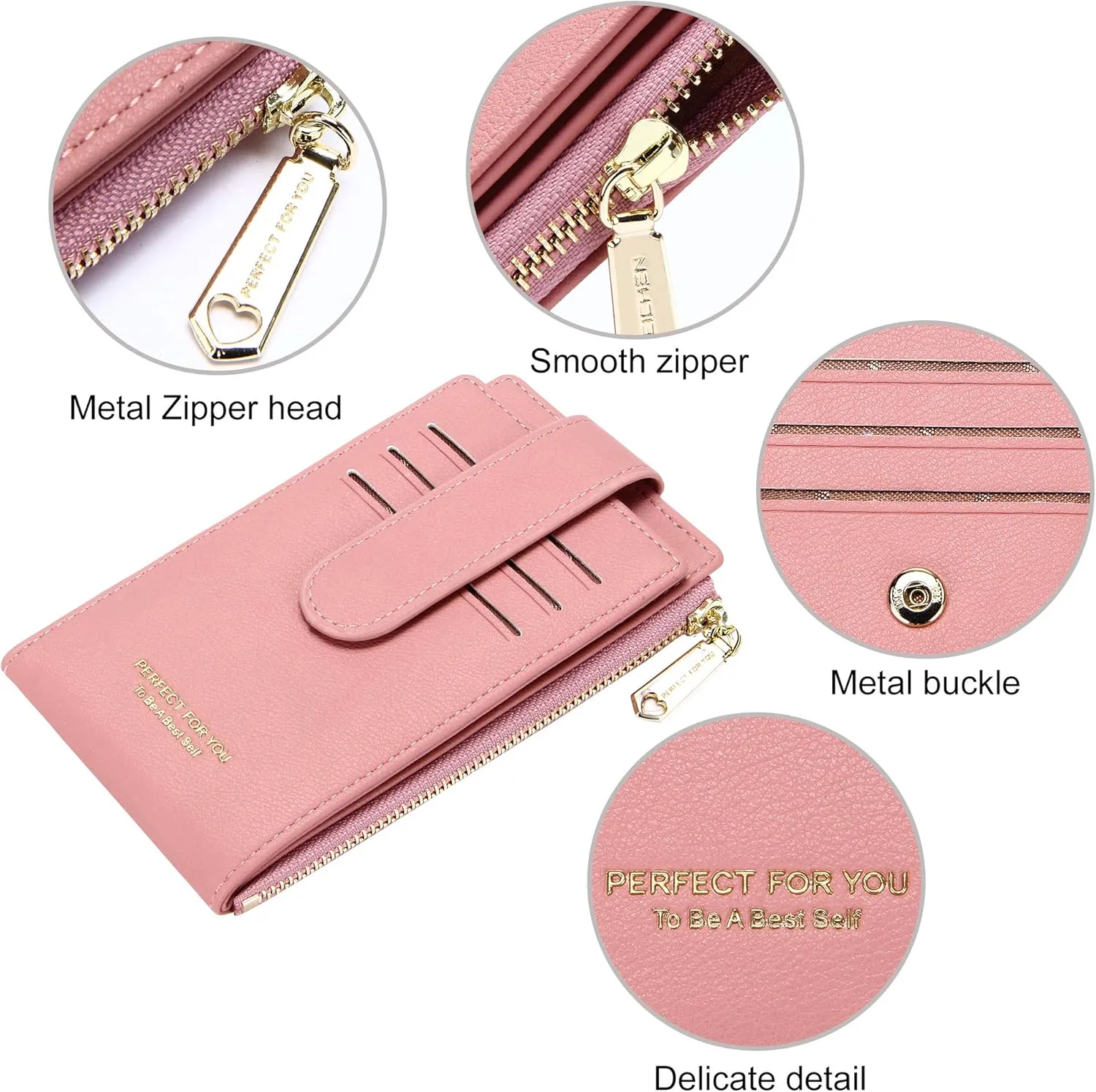 Badiya RFID Card Holder Wallet for Women Slim Wallets Bifold Multi Card Case Zipper Coin Purse