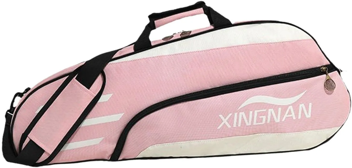 Badminton Racquet Bag Racket Carry Bag Handbag with Single Shoulder Strap Portable Tennis Tote for Badminton Squash Racquets, Pink