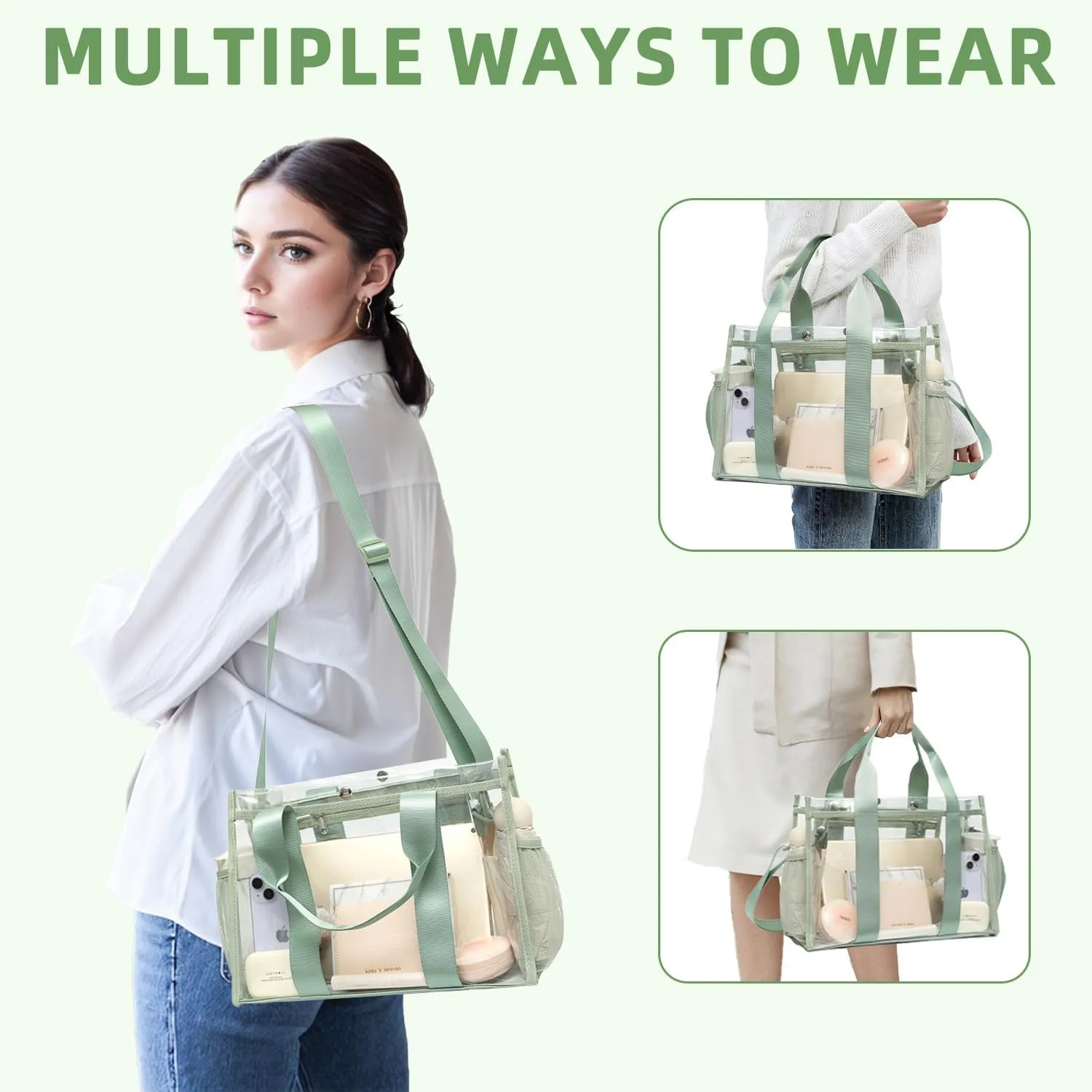 BAGAIL Clear Bag, Stadium Approved Clear Tote Bag with Inner Pocket, Transparent Travel Bag for Sports Event, Concert, Work