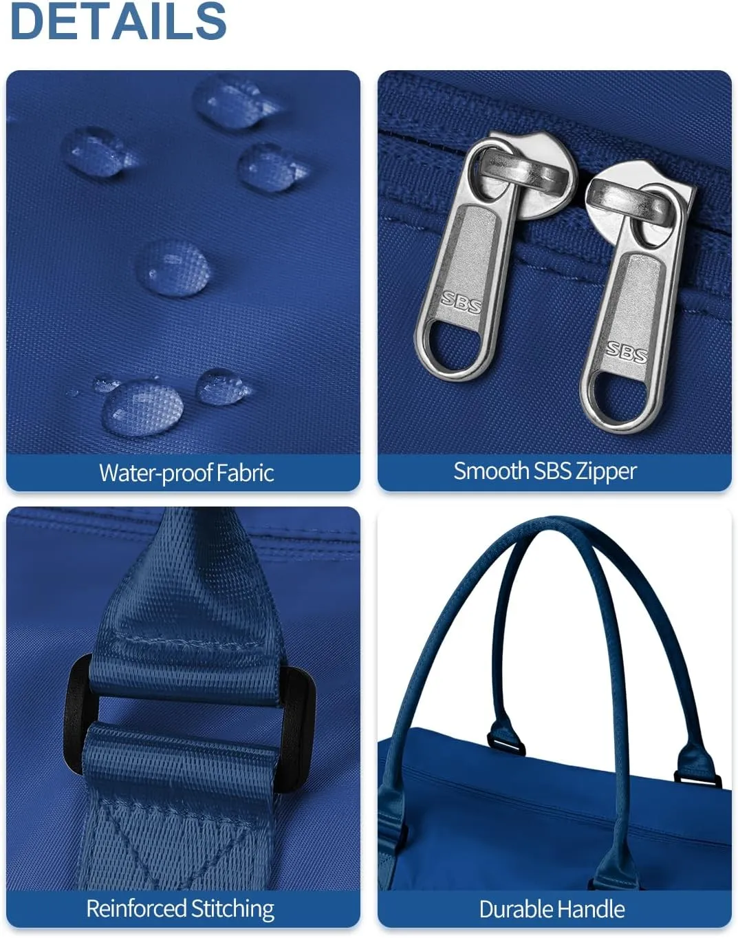 BAGAIL Travel Duffel Bag - Weekender & Overnight Gym Carry On Tote with Wet Pocket - Hospital Mom Bag for Labor & Delivery - Extra Large, Navy Blue