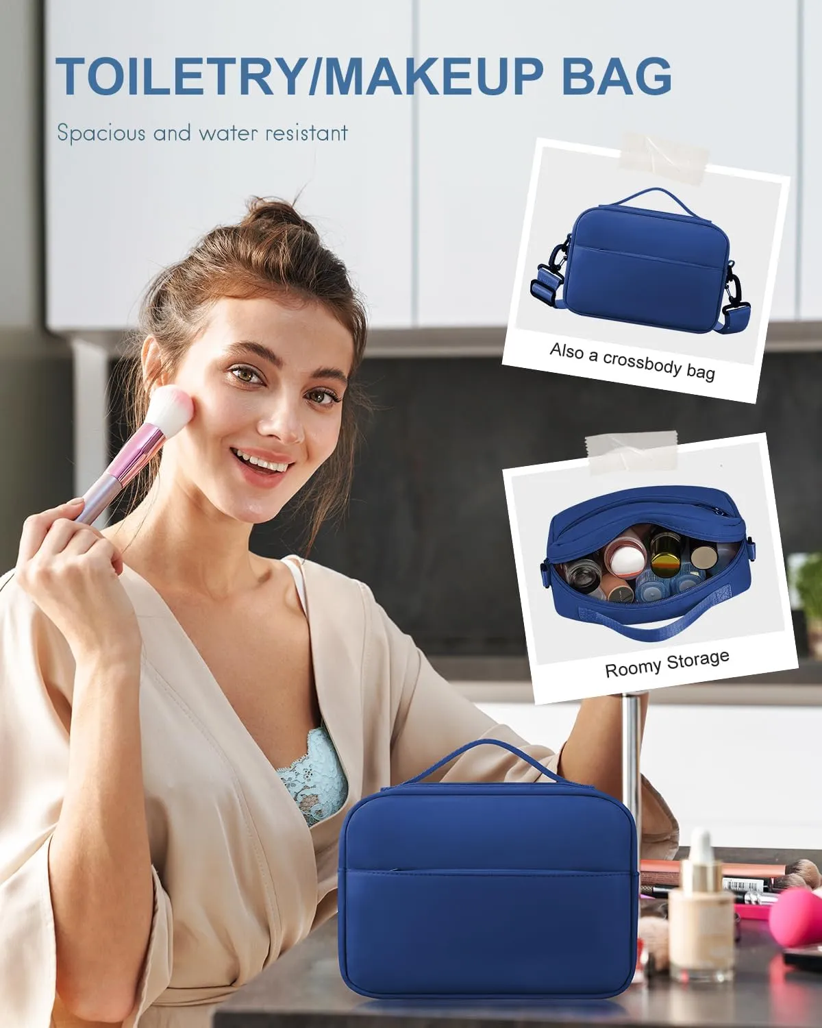 BAGAIL Travel Duffel Bag - Weekender & Overnight Gym Carry On Tote with Wet Pocket - Hospital Mom Bag for Labor & Delivery - Extra Large, Navy Blue
