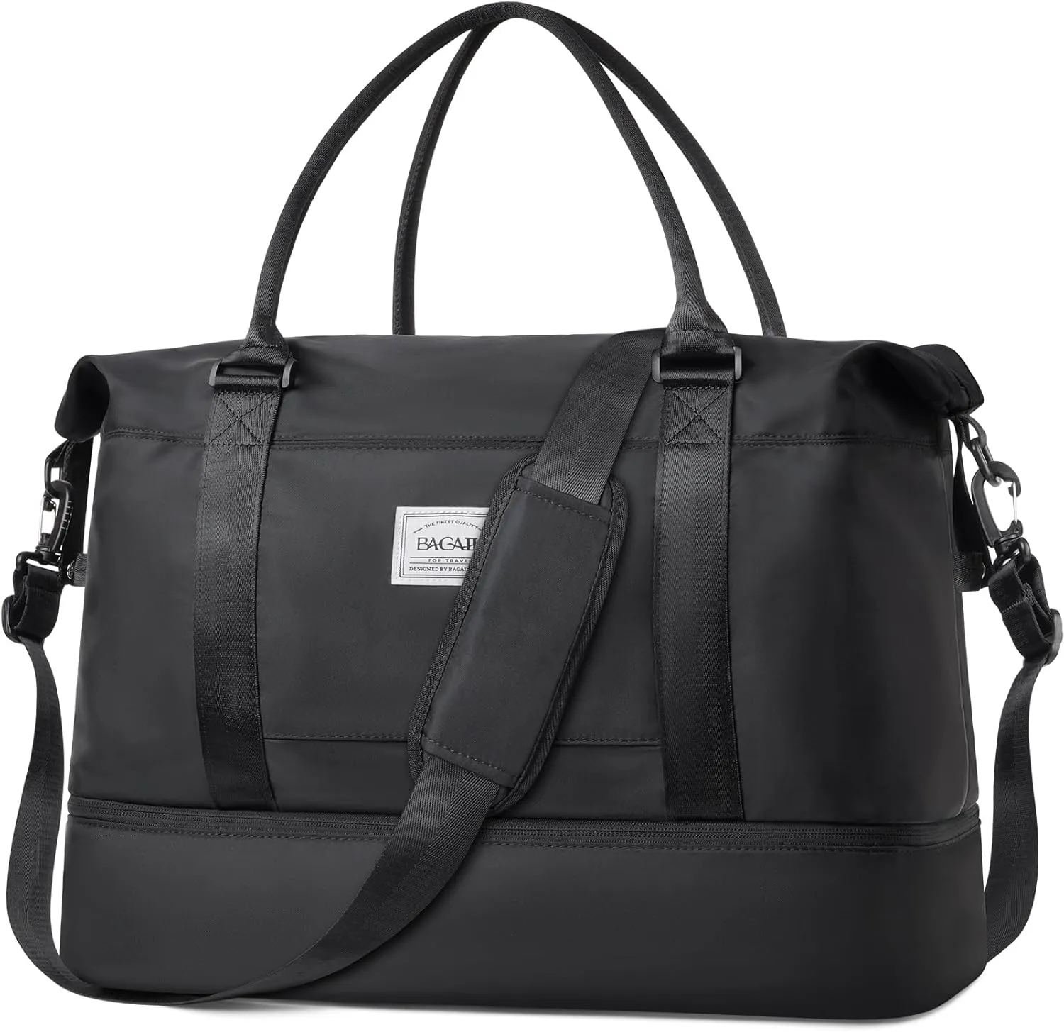 BAGAIL Travel Duffel Bag - Weekender, Overnight Gym Carry On Tote with Wet Pocket, Hospital Mom Bag for Labor and Delivery - Extra Large, Black
