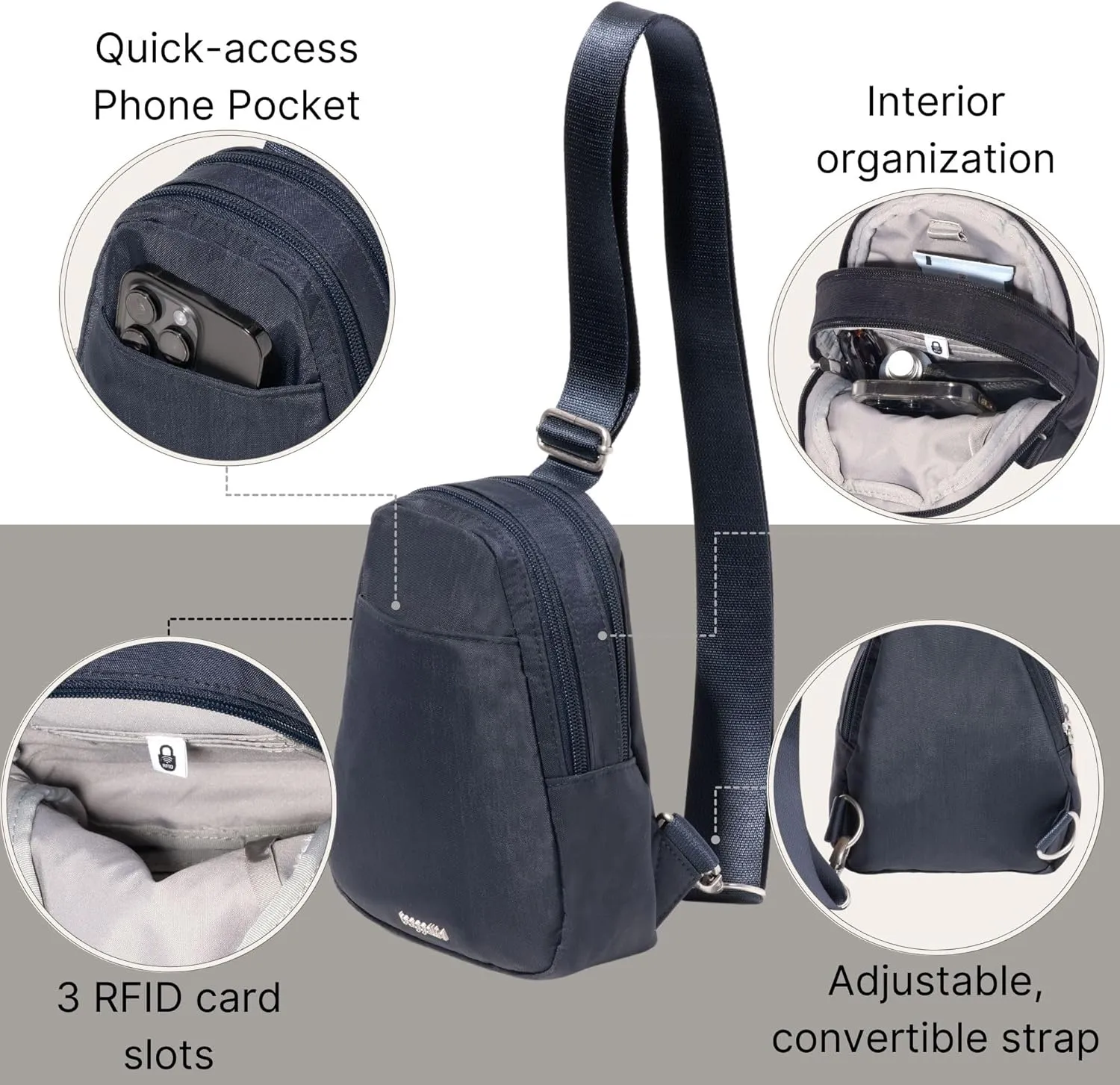 Baggallini Double Zip Mini Sling