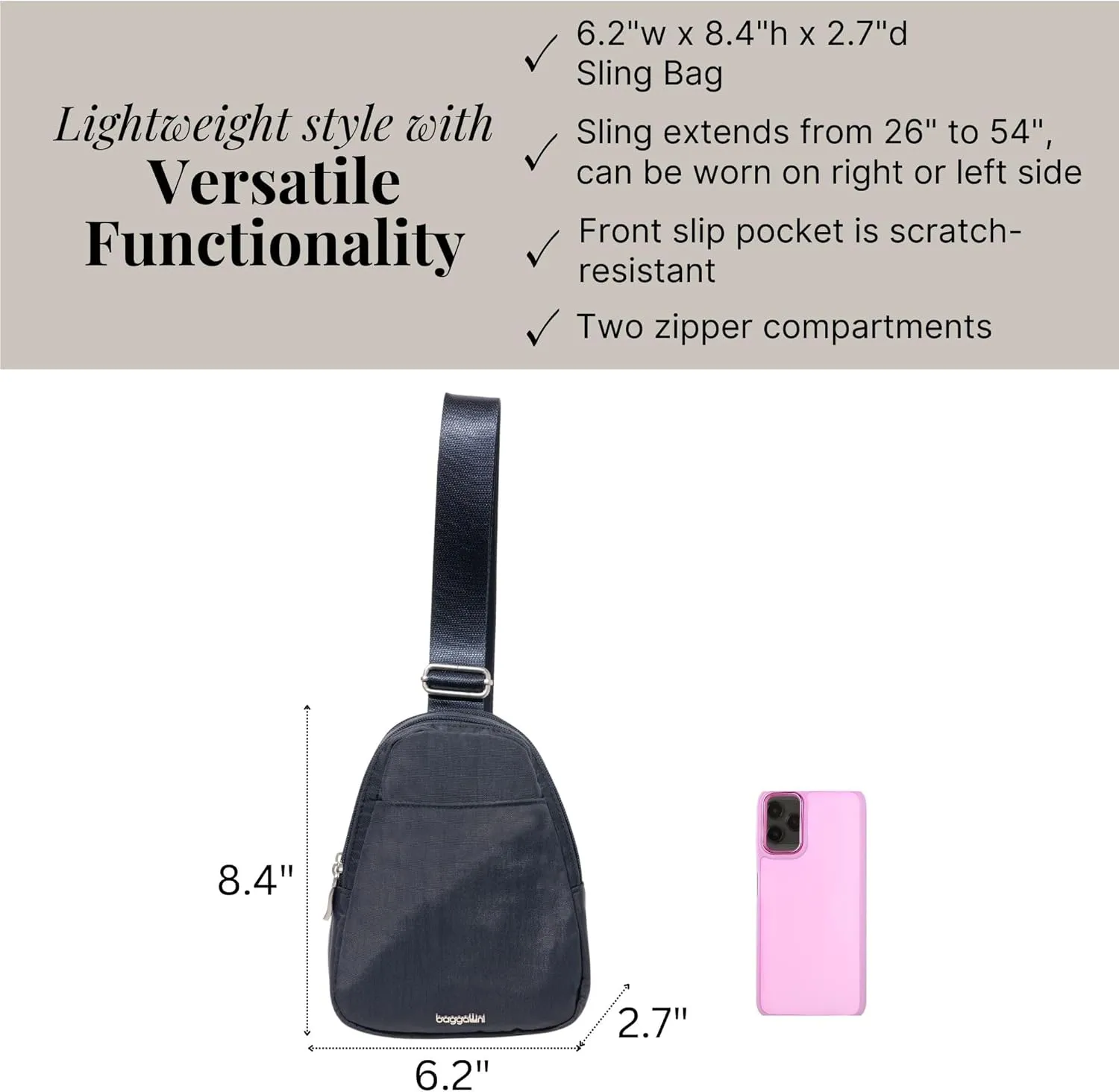 Baggallini Double Zip Mini Sling