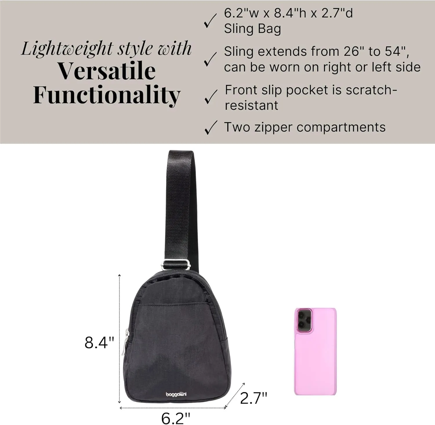 Baggallini Double Zip Mini Sling
