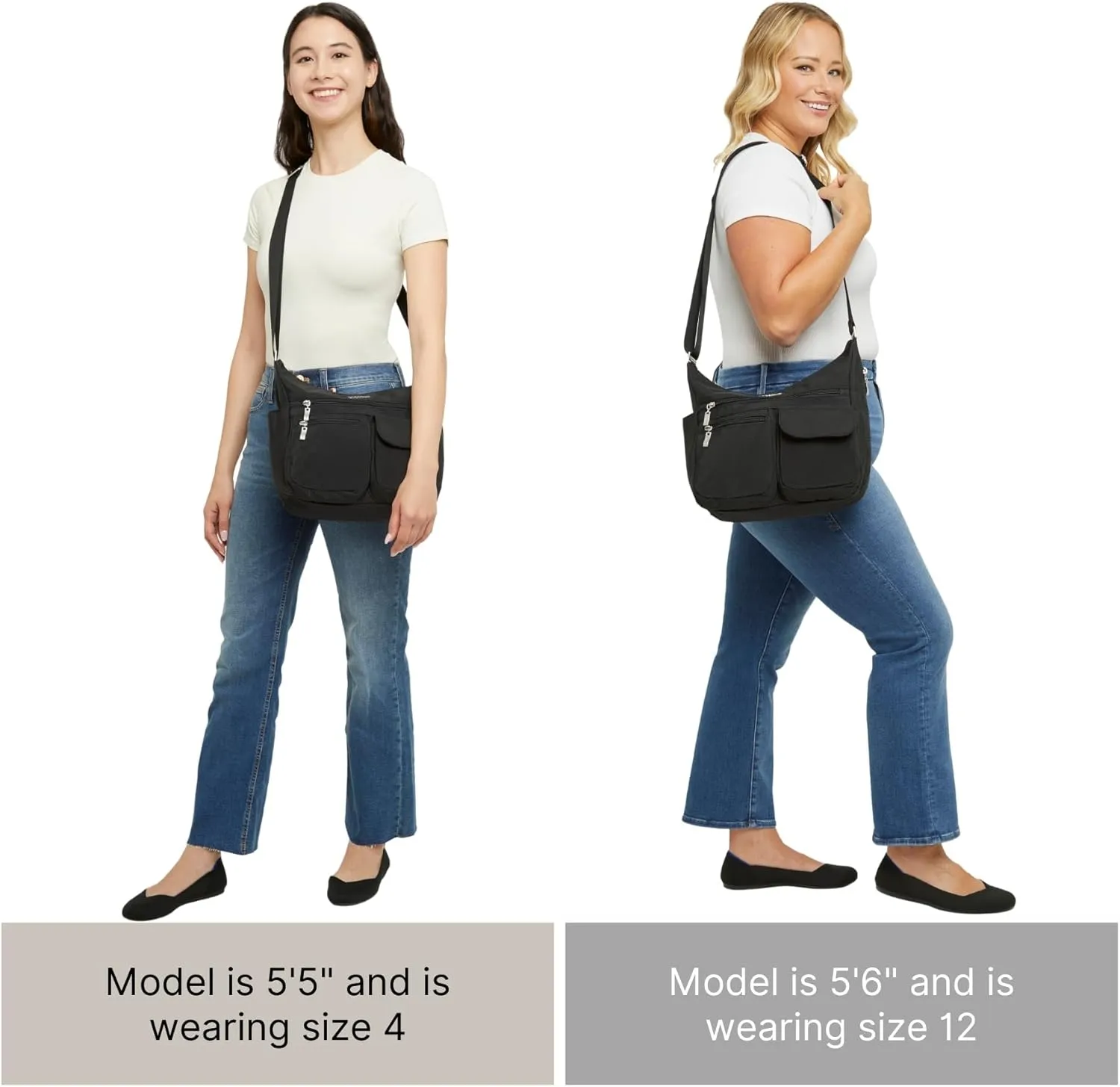 Baggallini Everywhere Bagg Crossbody Women 11x9 Lightweight Nylon Hobo Water-Resistant Travel Bag W/RFID Protection