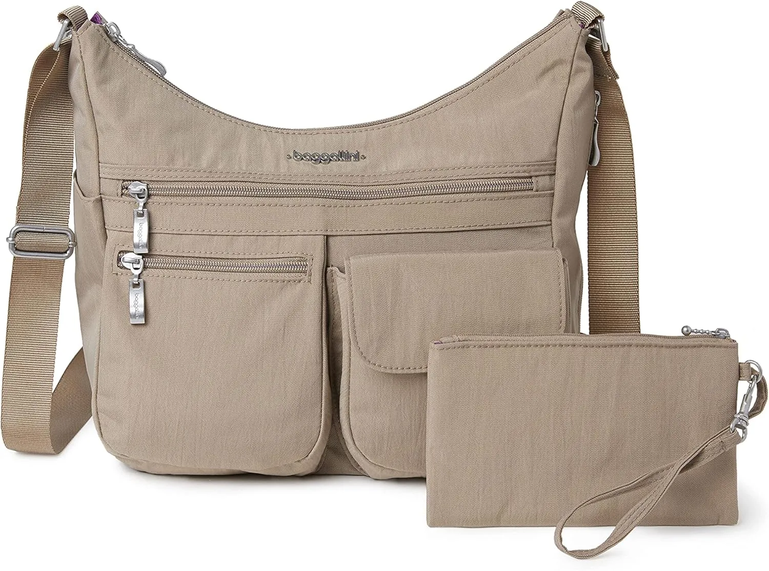 Baggallini Everywhere Bagg Crossbody Women 11x9 Lightweight Nylon Hobo Water-Resistant Travel Bag W/RFID Protection