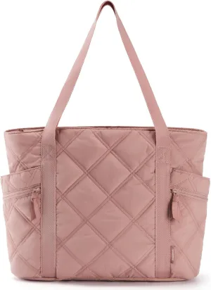 BAGSMART Tote Bag for Women, Puffer Work Tote with Zipper, Travel Essentials Quilted Nurse Travel Hospital Bag