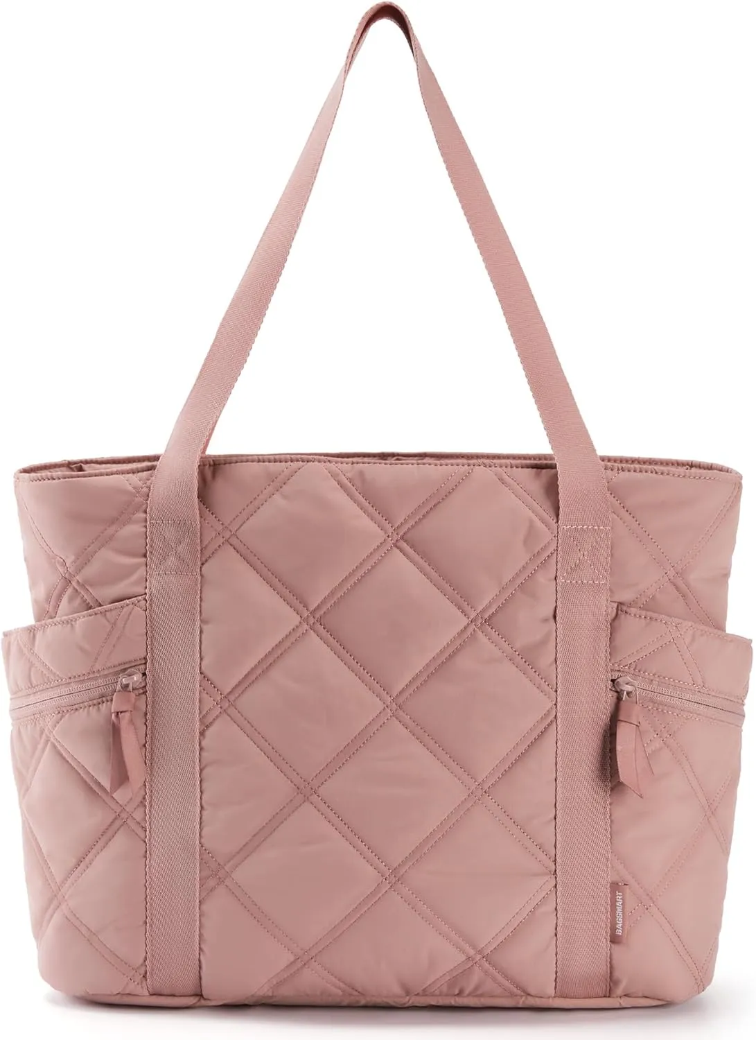 BAGSMART Tote Bag for Women, Puffer Work Tote with Zipper, Travel Essentials Quilted Nurse Travel Hospital Bag
