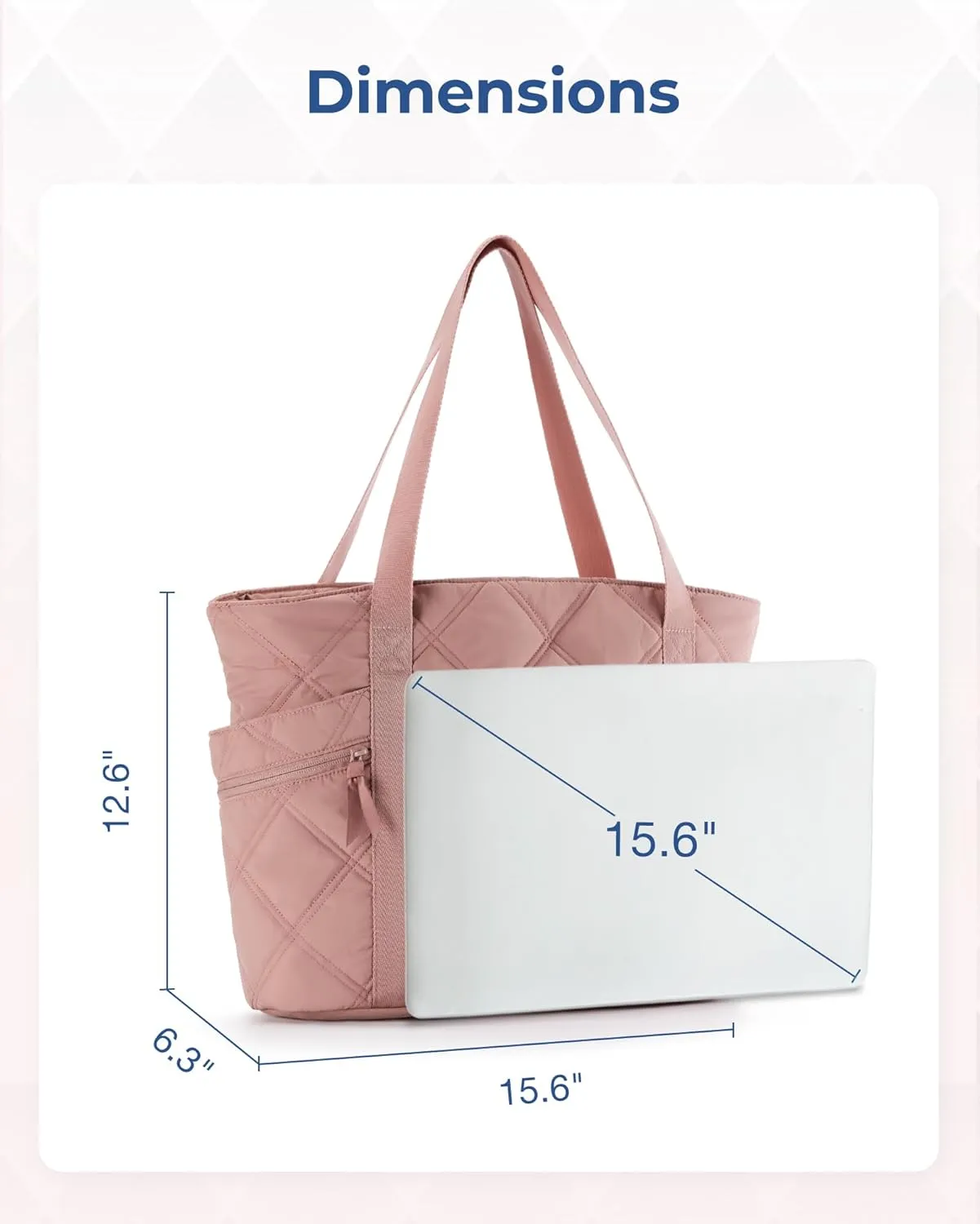 BAGSMART Tote Bag for Women, Puffer Work Tote with Zipper, Travel Essentials Quilted Nurse Travel Hospital Bag