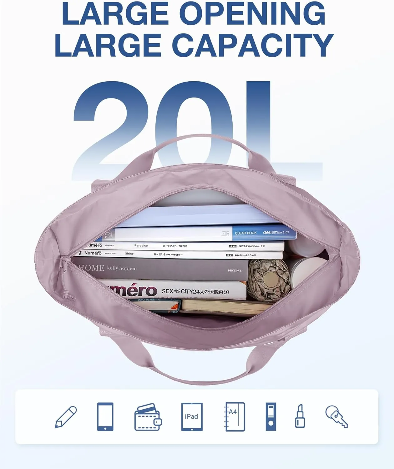 BAGSMART Tote Bag for Women, Tote Shoulder Bag with Laptop Compartment and Zipper Handbag for Travel, Work