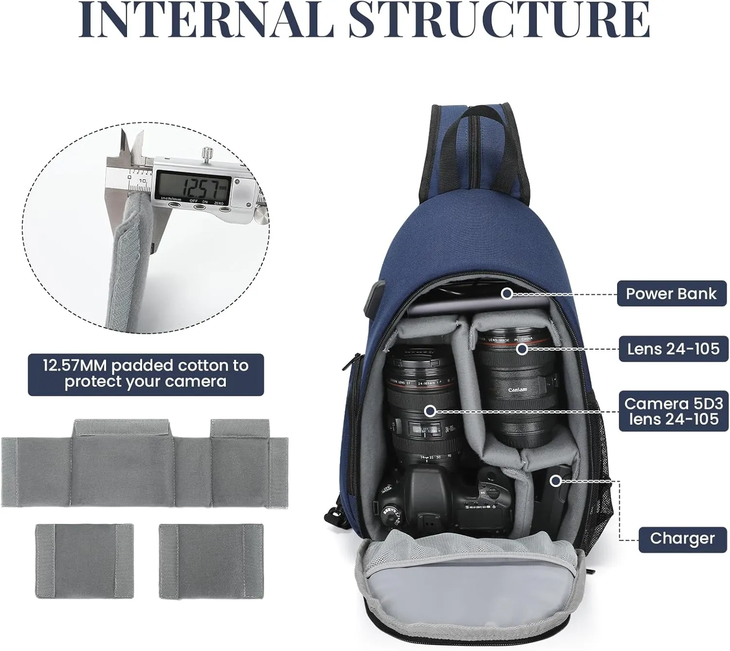BAIGIO Camera Sling Bag Small Camera Backpack for Photographers,Water-resistant Camera Crossbody Bag Travel Caemra Backpack for DSLR SLR Mirrorless Camera