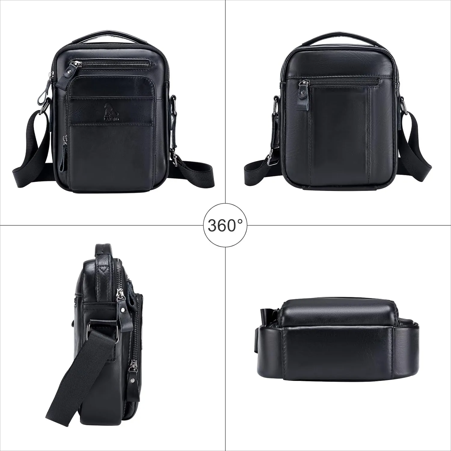 BAIGIO Genuine Leather Small Messenger Bag for Men Shoulder Bag for Ipad Crossbody Bag Men Handbag Satchel Travel Business