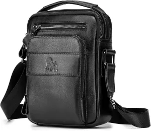 BAIGIO Genuine Leather Small Messenger Bag for Men Shoulder Bag for Ipad Crossbody Bag Men Handbag Satchel Travel Business