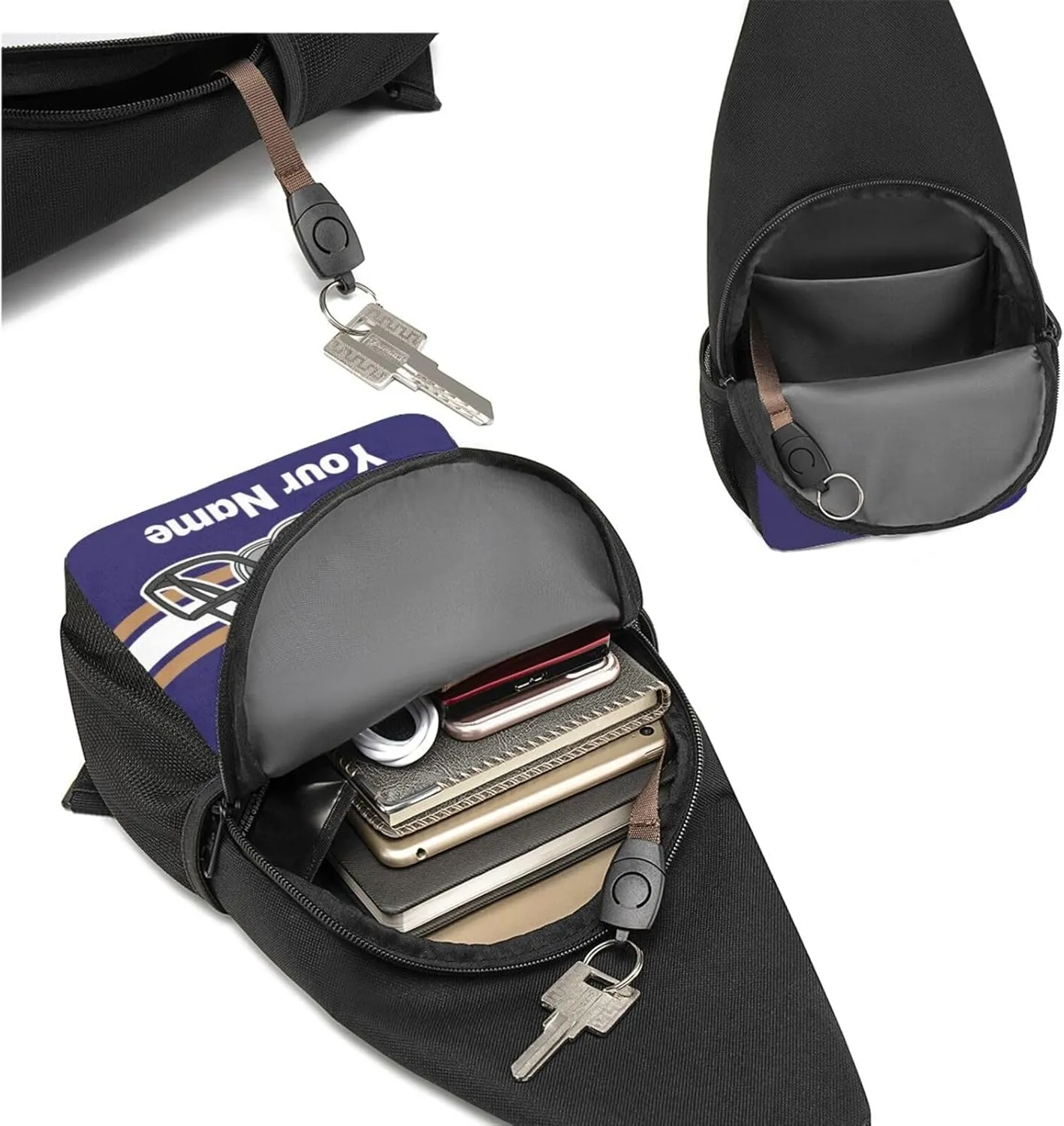 Baltimorre Sling Bag,Custom Crossbody Sling Backpack With Name And Number,Personalized Cross Chest Bags,Sling Shoulder Backpack Daypack For Men Women Travel Outdoor