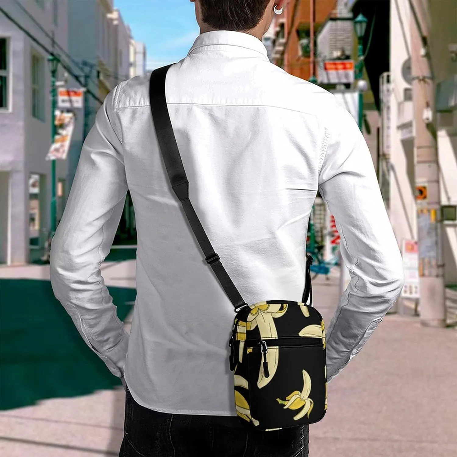 Banana Fruit Interesting Pattern Crossbody Bag Small Shoulder Bag Waterproof, Lightweight And Convenient