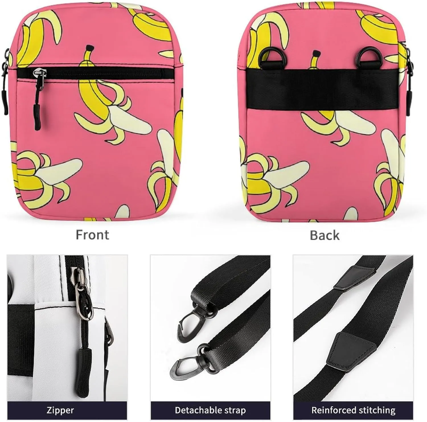 Banana Pattern Crossbody Bag Small Shoulder Bag Waterproof, Lightweight And Convenient