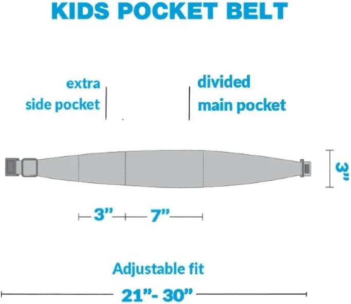 BANDI KIDS Pocket belt for Medical, Sports, Play Comfortable fit Adjustable waist pack, Made In USA