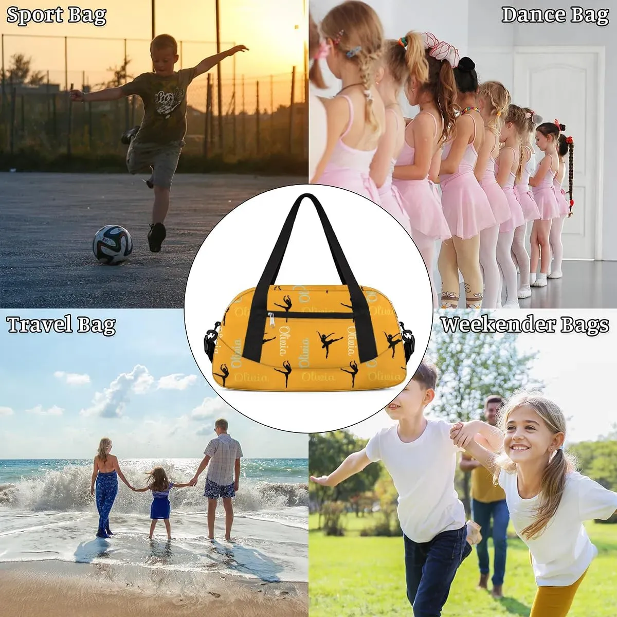 Bardic Custom Dance Bag Kids Duffel Overnight Cheerleader Bag for Girls Boys Personalized Cheer Bag Travel Duffel Bag Customized Gym Bag Kids Gifts -Colorful Names Dance
