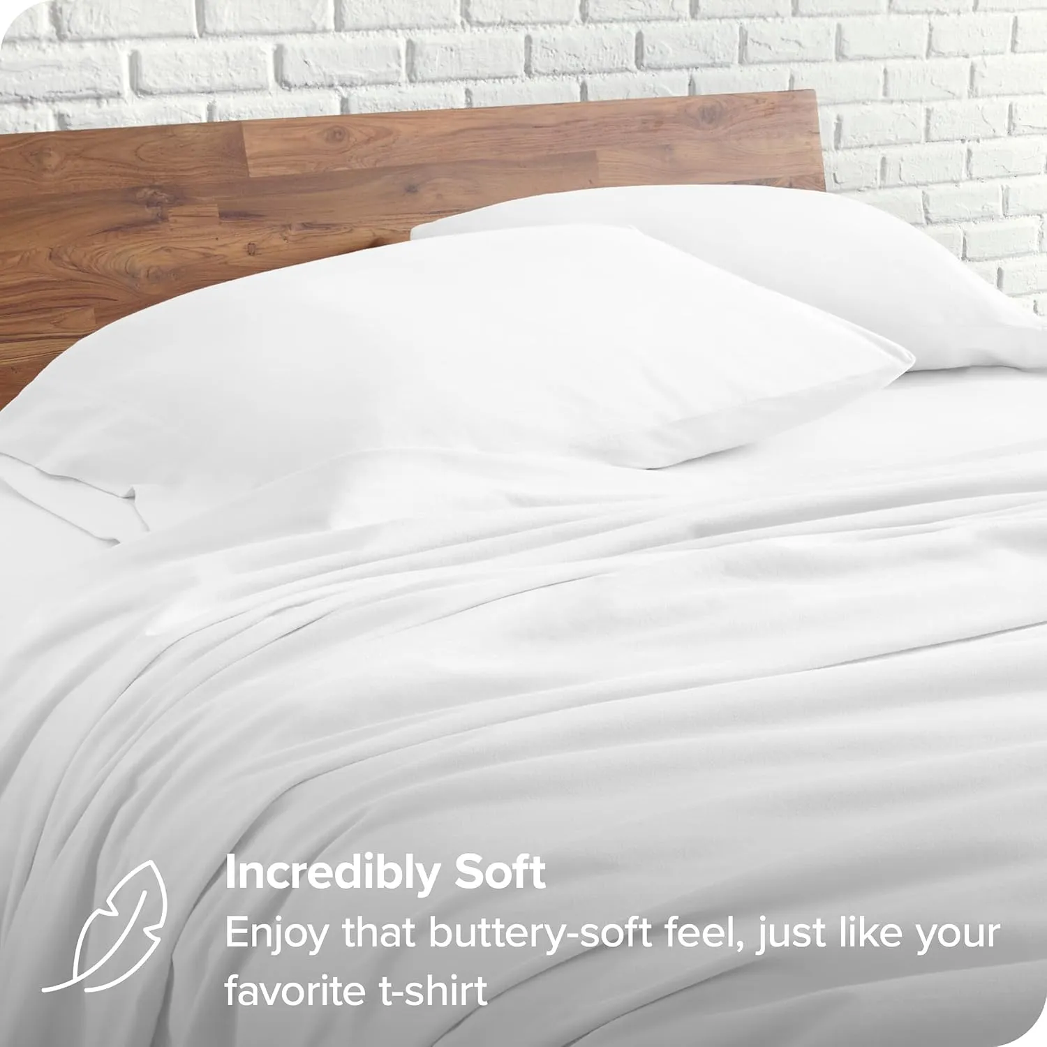 Bare Home 100% Organic Cotton Jersey Sheet Set, Ultra Soft, 100% Cotton - Sheet Set & Pillowcases - Deep Pocket Bed Sheets (Full, White)