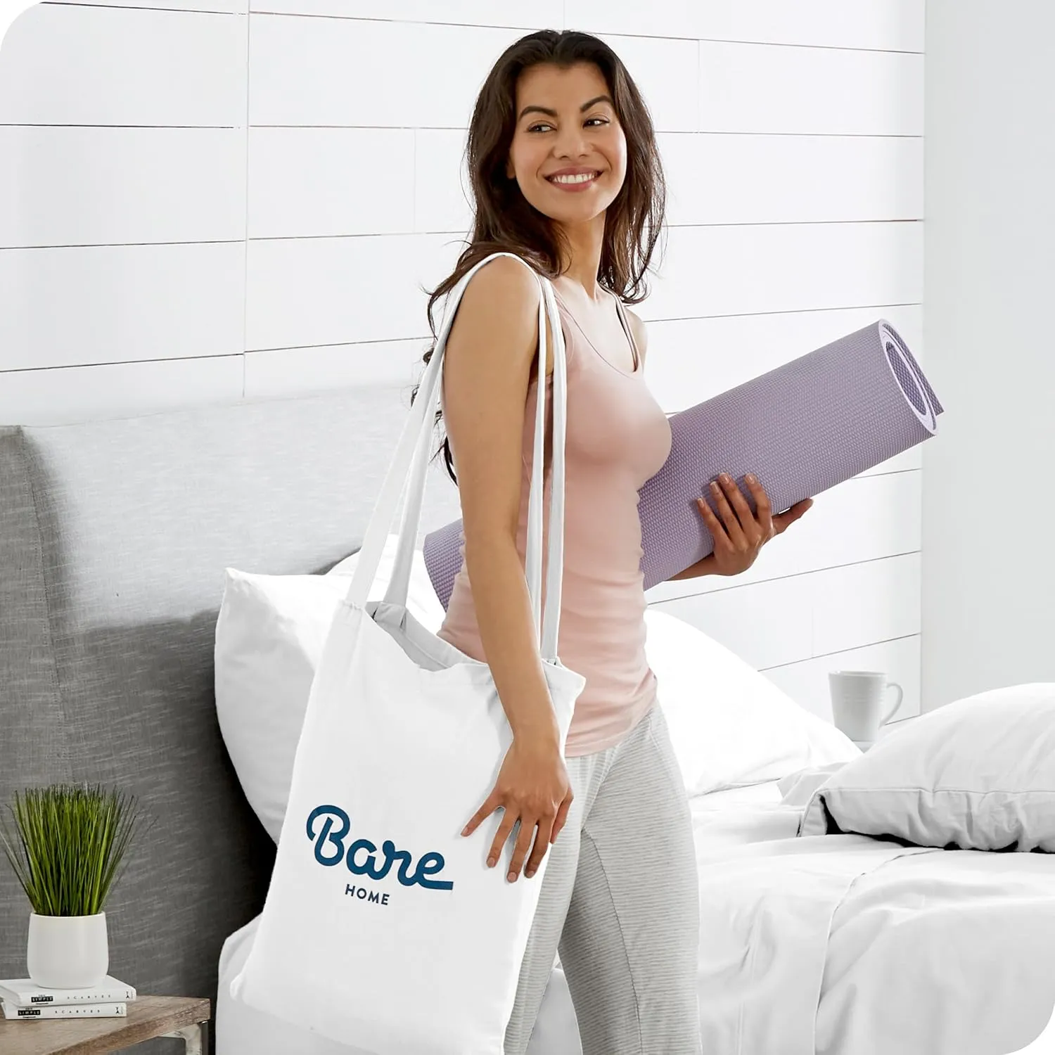 Bare Home 100% Organic Cotton Jersey Sheet Set, Ultra Soft, 100% Cotton - Sheet Set & Pillowcases - Deep Pocket Bed Sheets (Full, White)