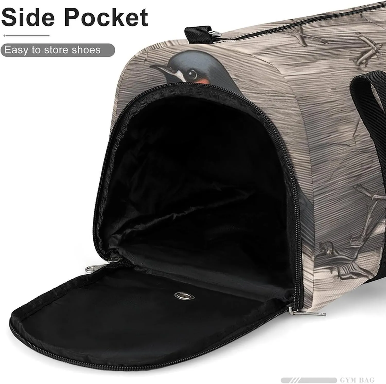 Barn Swallow in Graphite Sports Gym Bag Carry on Holdalls for Men Small Duffel Bags for Women with Shoe Compartment