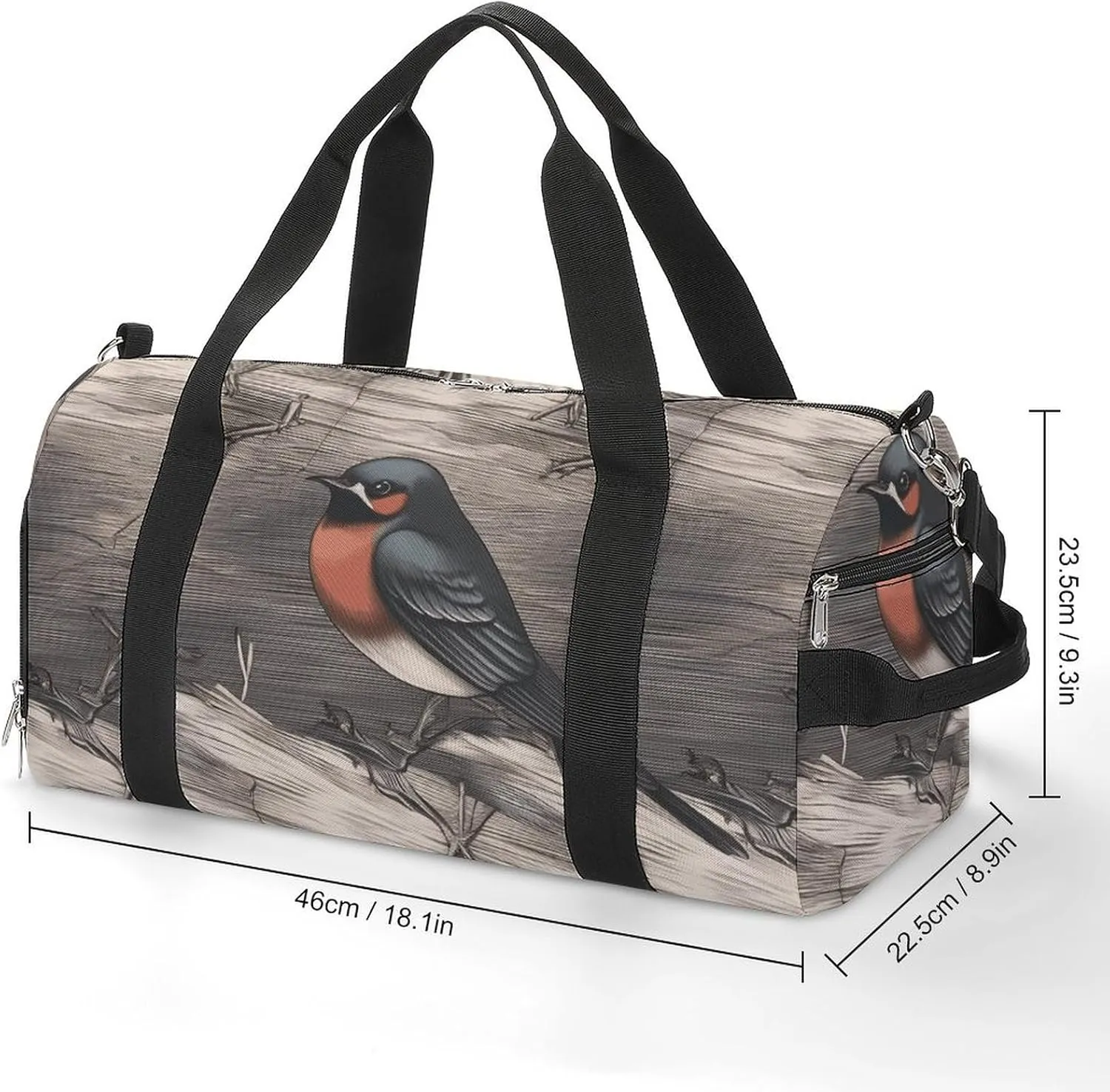 Barn Swallow in Graphite Sports Gym Bag Carry on Holdalls for Men Small Duffel Bags for Women with Shoe Compartment