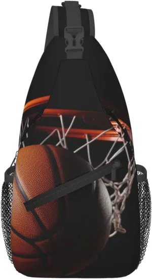 Basketball Crossbody Bags for Men Women Fashion Sling Backpack Casual Chest Bag Travel Hiking Daypack