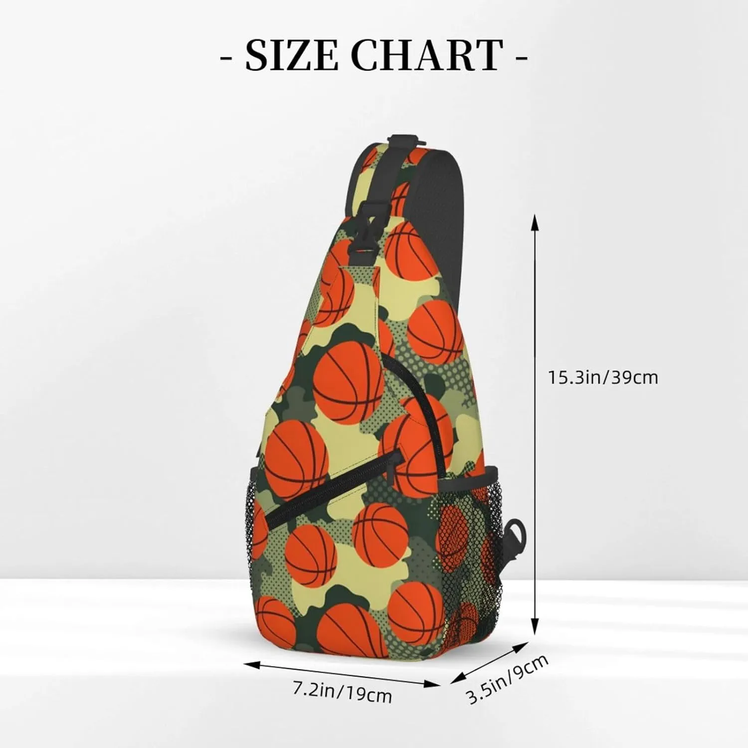 Basketball Print Sling Backpack Sports Crossbody Bag For Women Men Sling Bag Travel Hiking Chest Bag Unisex
