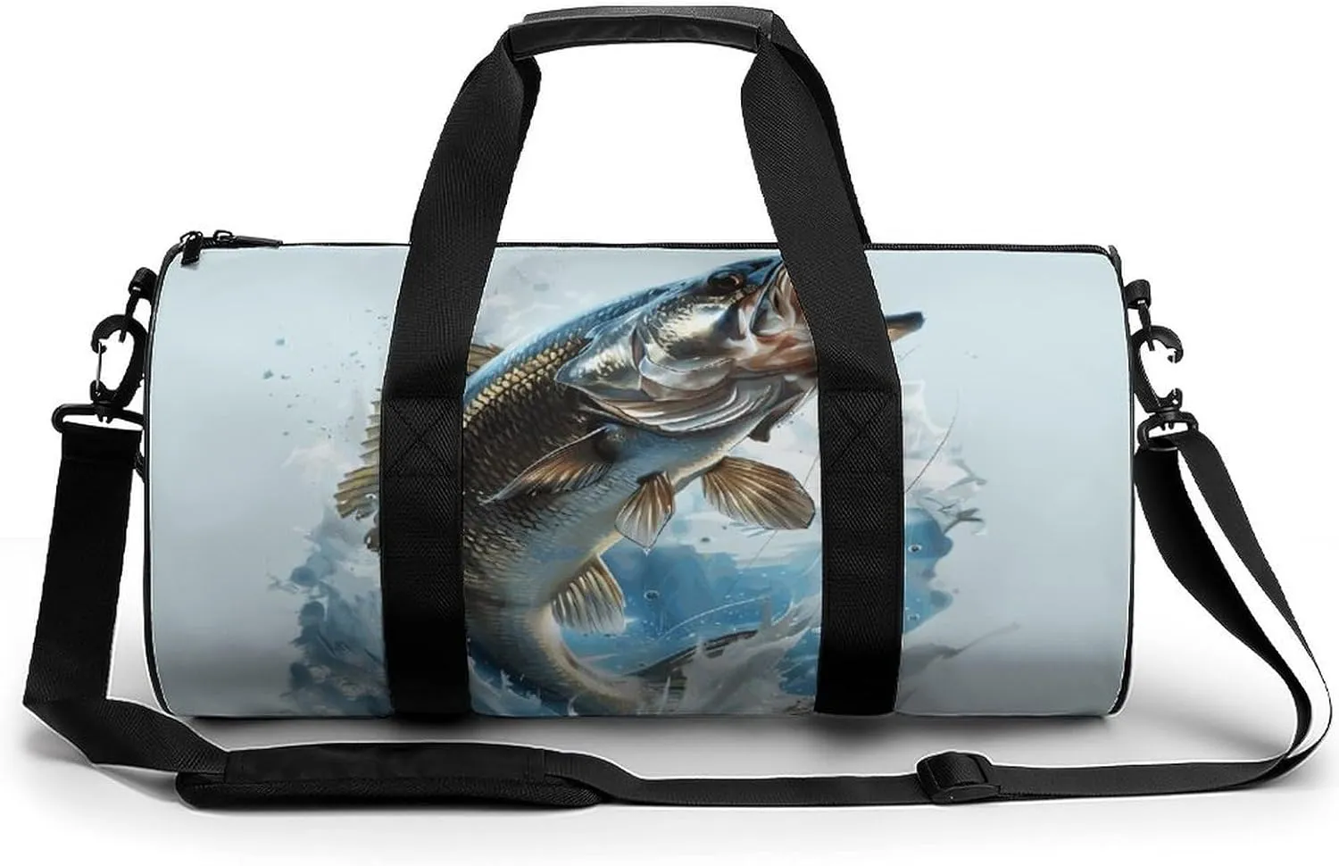 Bass Fishing Travel Duffel Bag Gym Bags Sports Tote Shoulder Weekender Handbag for Men Women