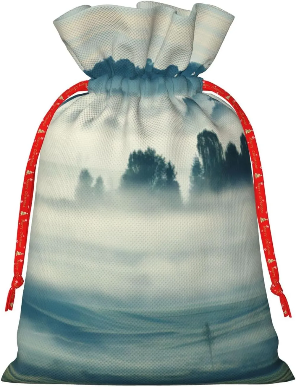 BBEXJIGY Fantasy Rural Print Drawstring Presents Bags 1Piece Christmas Polyester Presents Wrapping Sacks Pouches