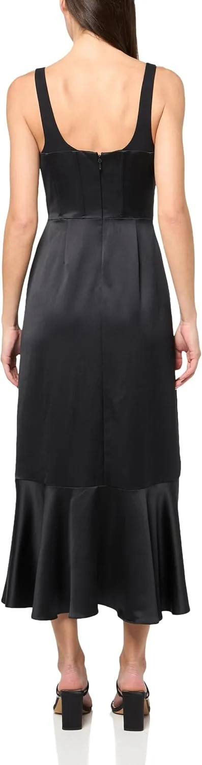 BCBGMAXAZRIA Women's Sleeveless Square Neck Midi Cocktail Dress
