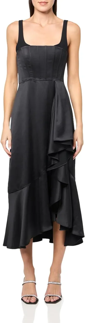 BCBGMAXAZRIA Women's Sleeveless Square Neck Midi Cocktail Dress