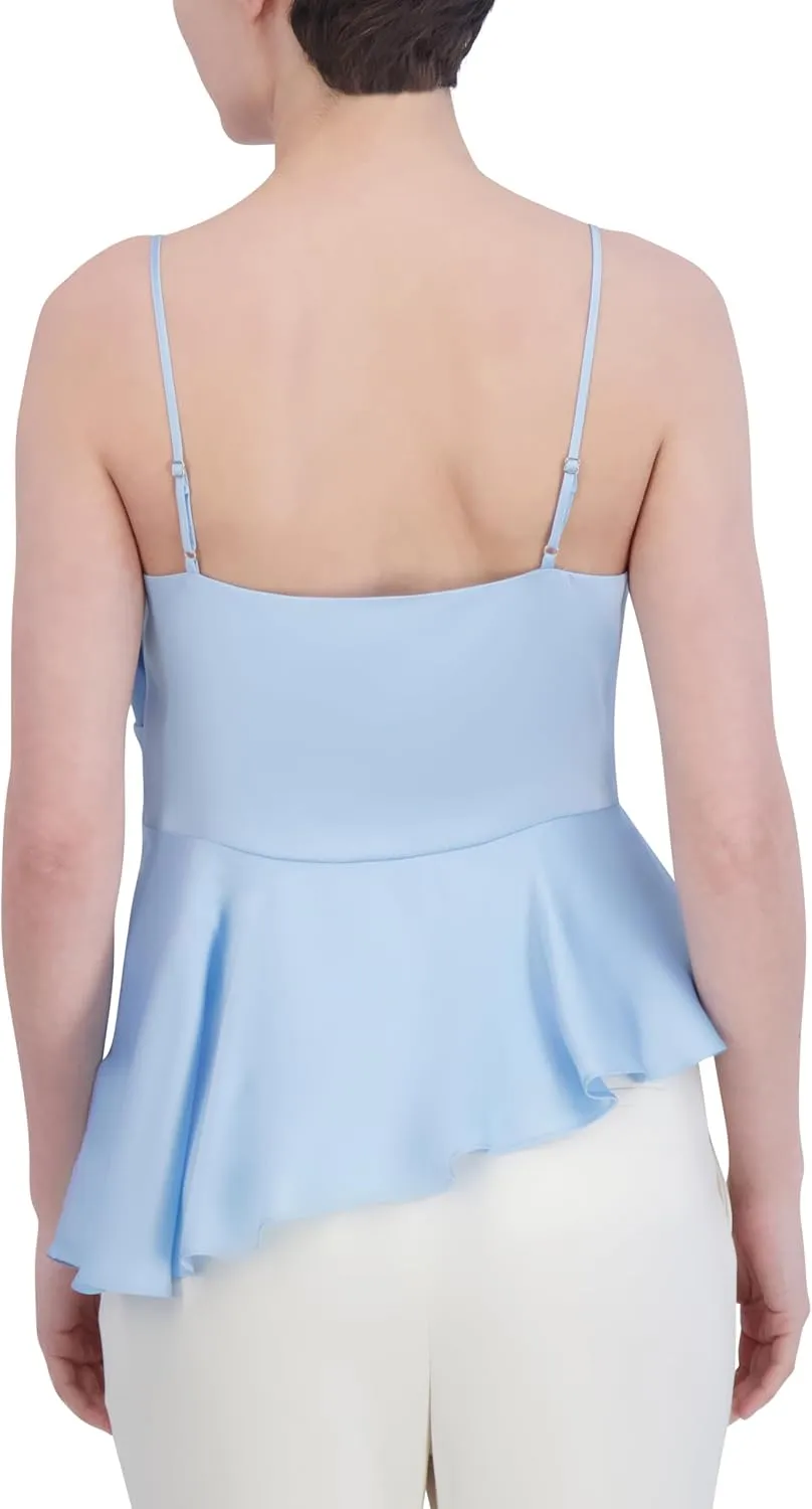 BCBGMAXAZRIA Women's Sleeveless Surplice Neck Peplum Top