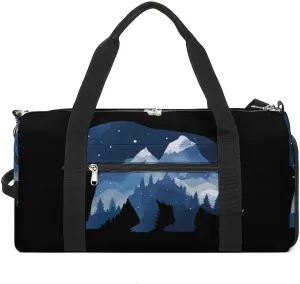 Bear Double Exposure Wildlife Animal Sports Gym Bag Lightweight Travel Duffle Bag Carry on Weekender Bags for Women Men