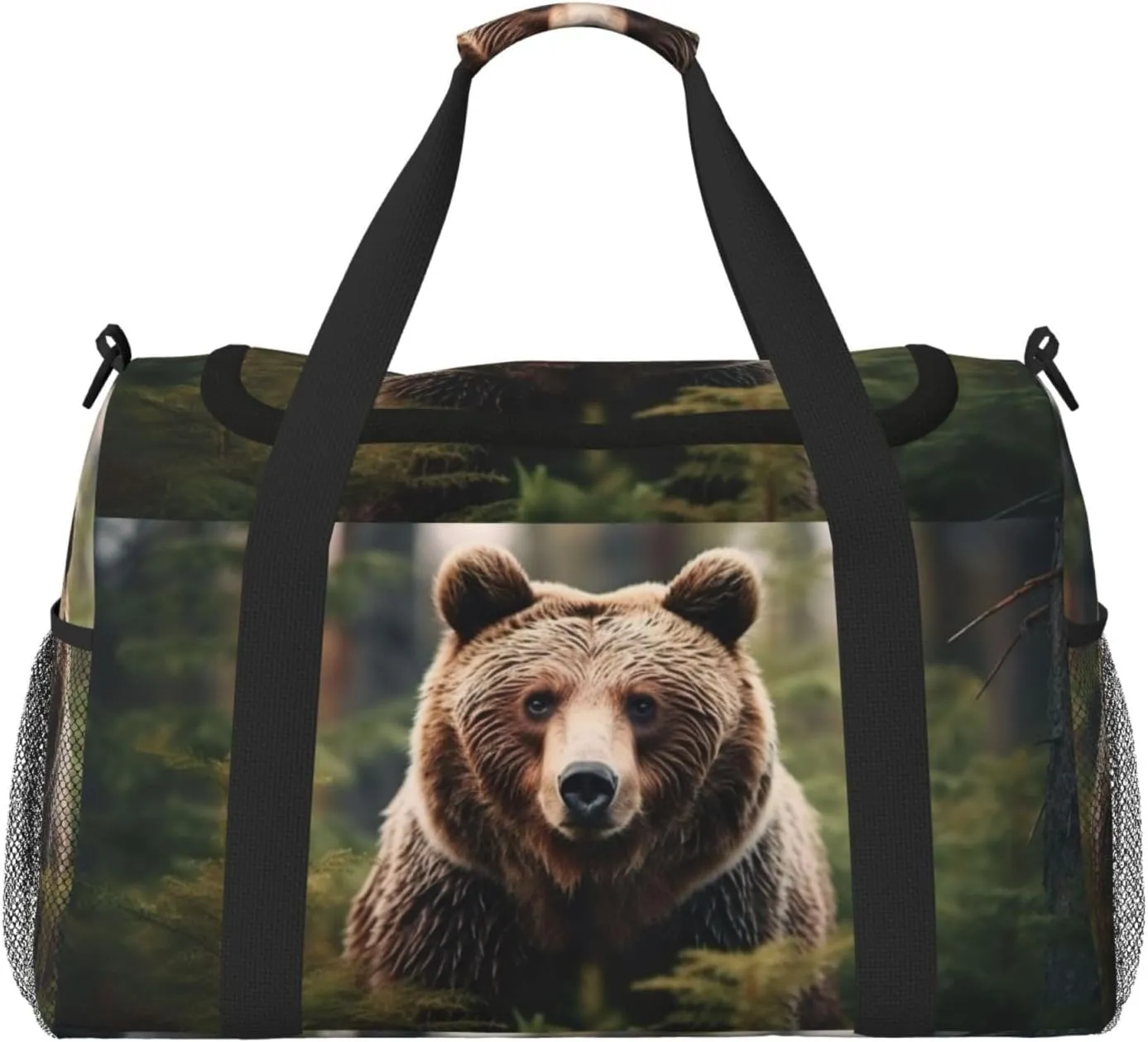 Bear Wallpapers print Carry on Luggage for Women Men Shoulder Weekender Crossbody Bag for Yoga Travel Must Haves